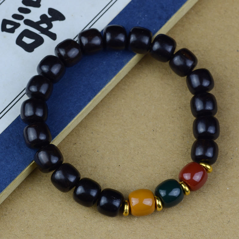 Multicolored Green Sandalwood Ebony Wood Red Sandalwood Peace Bracelet