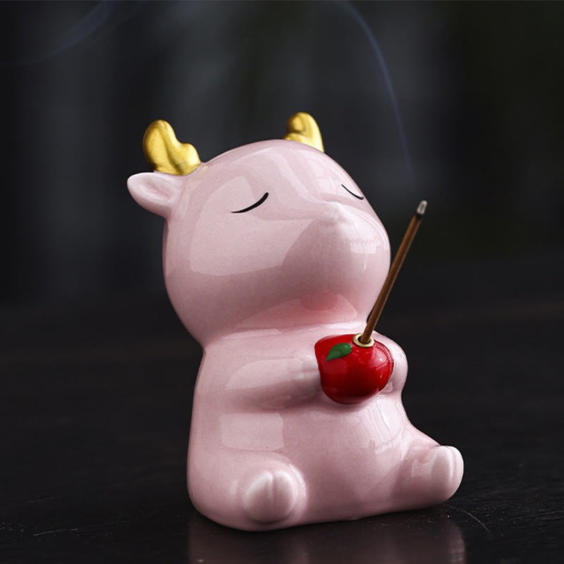 Cute Deer Holder Healing Ceramic Incense Burner Desk Decoration
