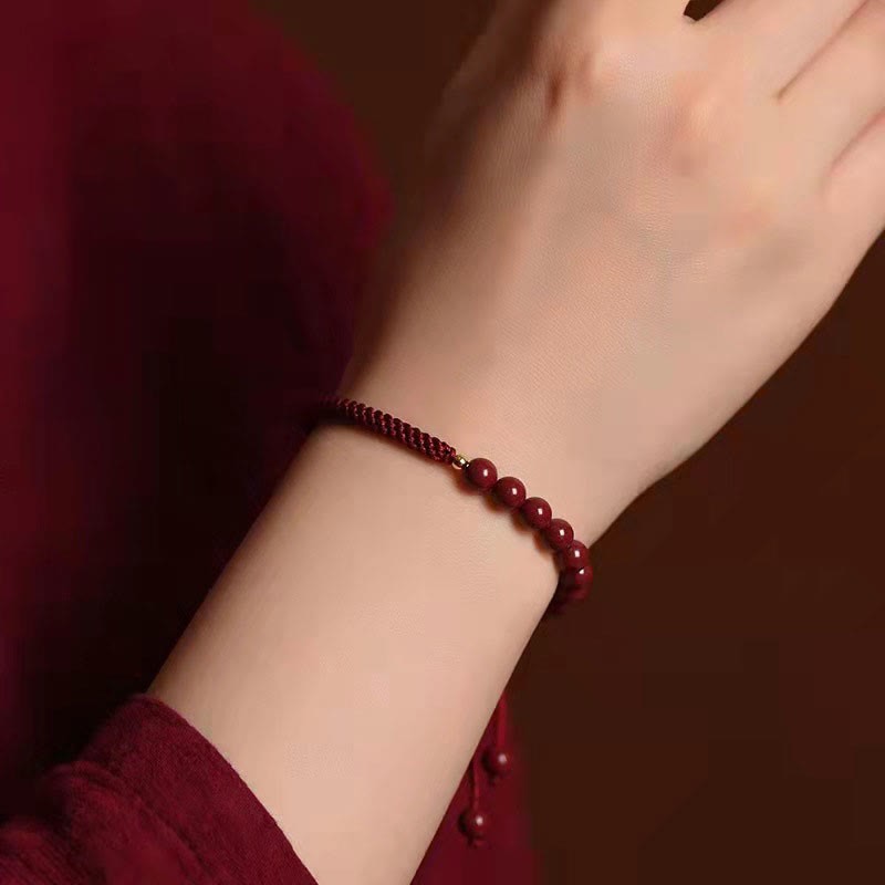 Natural Cinnabar King Kong Knot Blessing String Bracelet