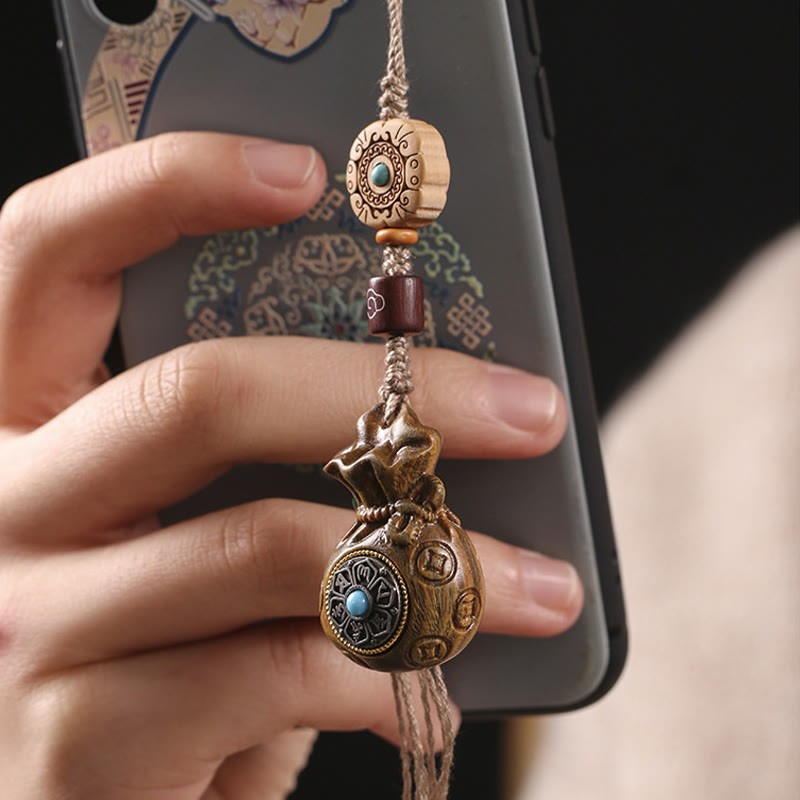 Sandalwood Small Leaf Red Sandalwood Green Sandalwood Om Mani Padme Hum Calm Key Chain Phone Hanging Decoration