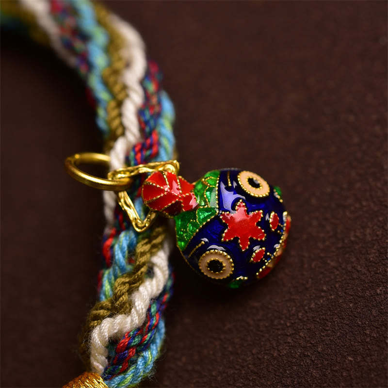 Handmade Gold Swallowing Beast Family Healing Reincarnation Knot Braid Bracelet