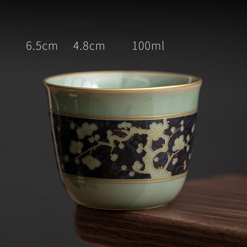 Butterfly Flower Lotus Koi Fish Plum Blossom Ceramic Teacup Kung Fu Tea Cup 100ml