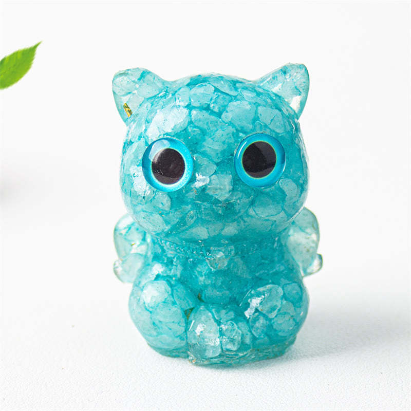 Cute Cat Lazurite Amethyst Black Obsidian Aquamarine Crystal Resin Positive Home Decoration
