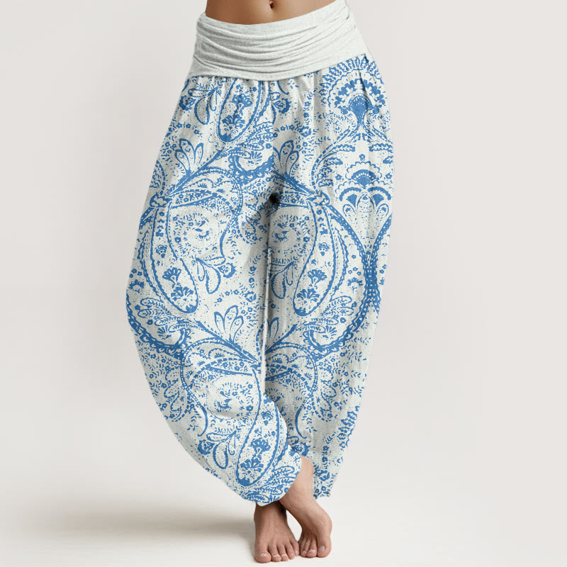 Flowers Paisley Patterns Women's Elastic Waist Harem Pants