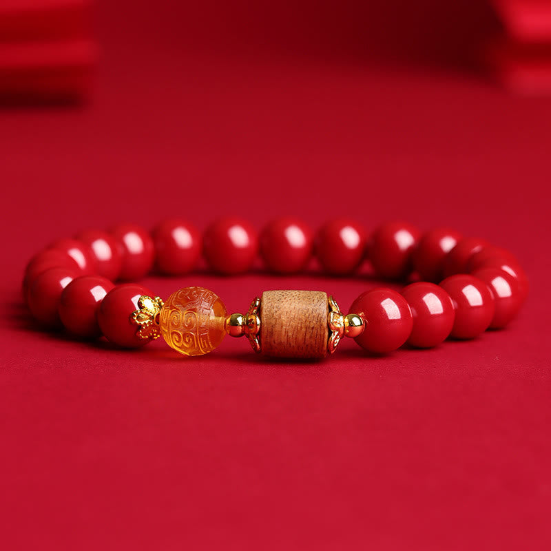 Cinnabar Amber Agarwood Blessing Bracelet