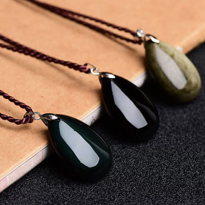 Gold Sheen Obsidian Black Obsidian Rainbow Obsidian Wealth Water Drop Necklace Pendant