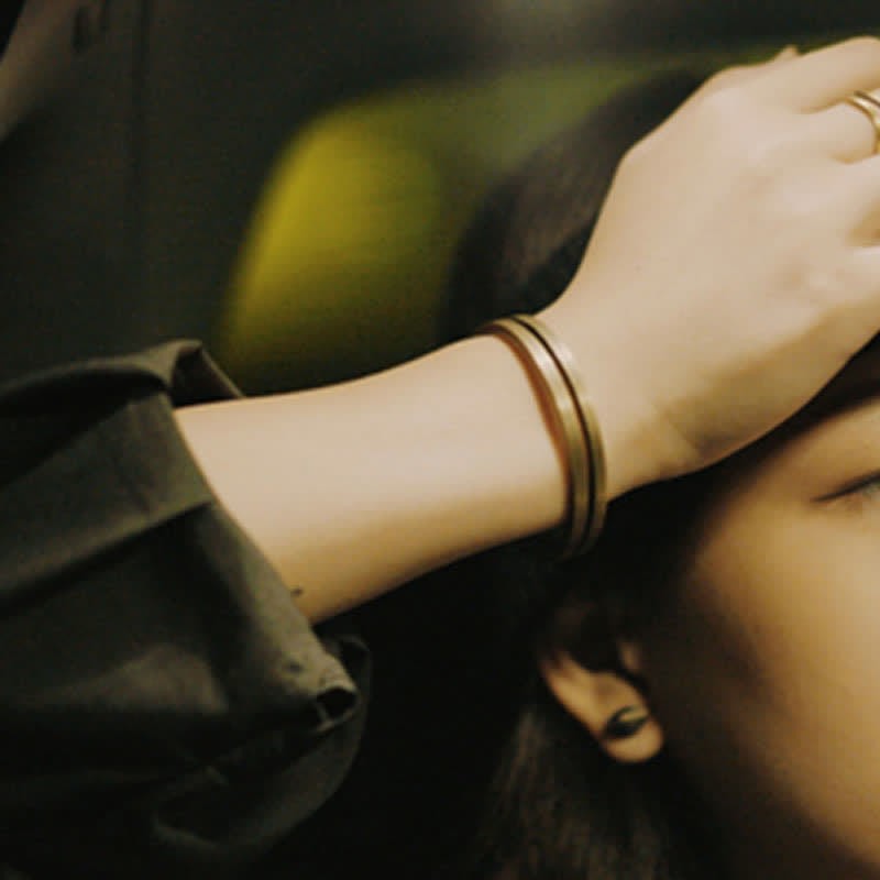 Rustic Copper Luck Viking Cuff Bracelet