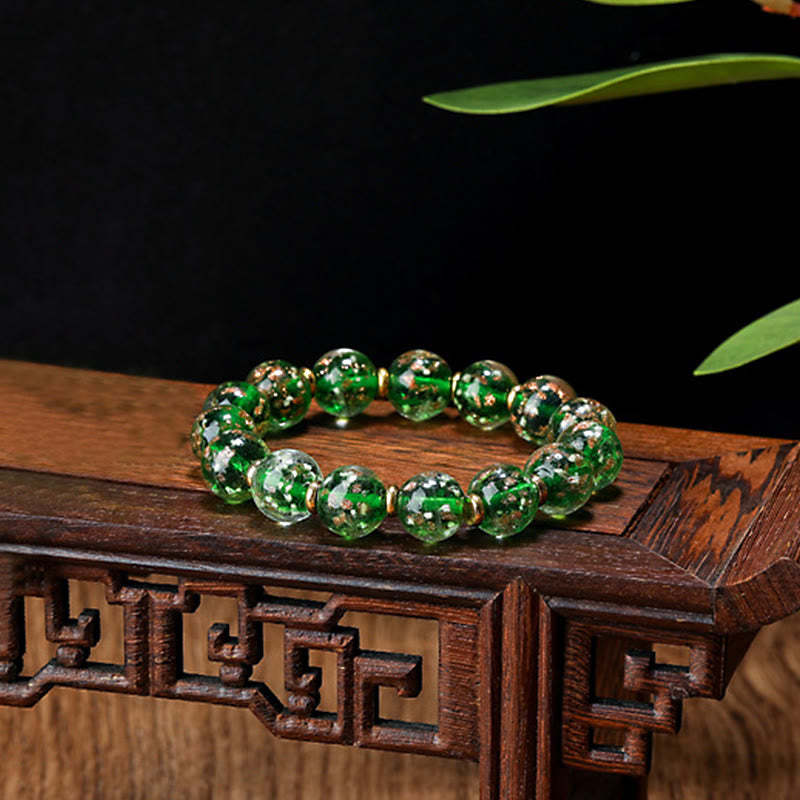 Gold Swallowing Beast Family Charm Luminous Fluorescent Liuli Glass Bead Success Bracelet