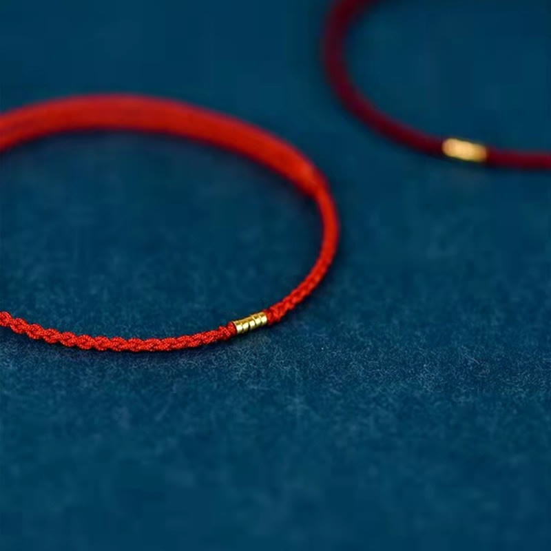 925 Sterling Silver Lucky Golden Bead Braided String Bracelet Anklet