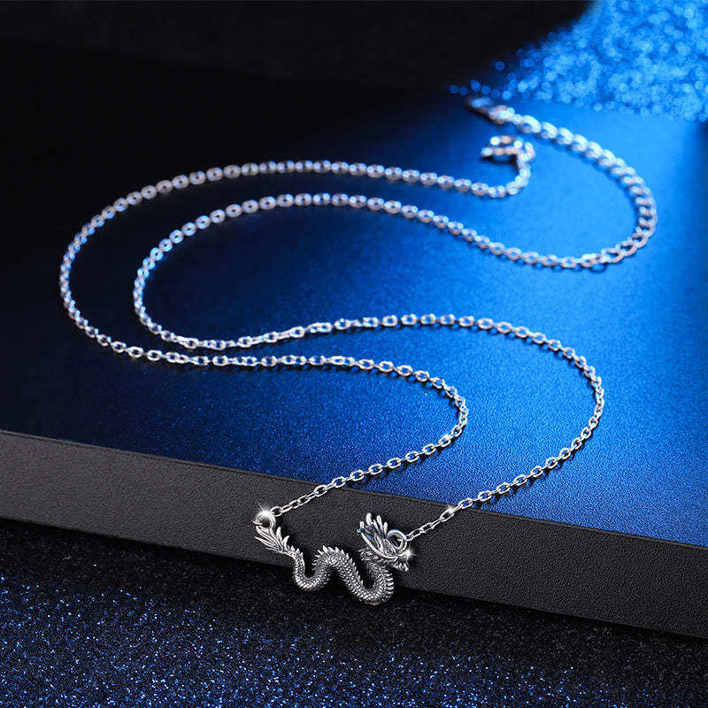 925 Sterling Silver Year Of The Dragon Auspicious Dragon Protection Chain Necklace Pendant(Extra 30% Off | USE CODE: FS30)