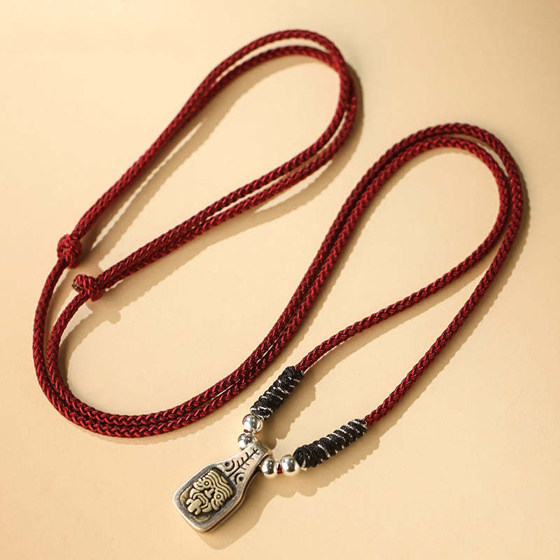 Tibetan 925 Sterling Silver Zakiram Goddess of Wealth Protection Rope Necklace Pendant