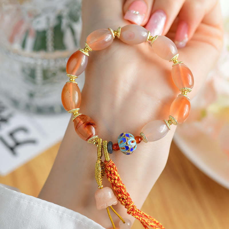 Tibetan White Jade Agate Strength Confidence Bracelet
