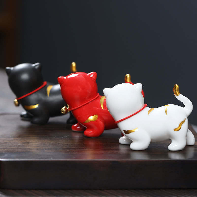 Mini Cute Tiger Tea Pet Ceramic Home Desk Figurine Decoration