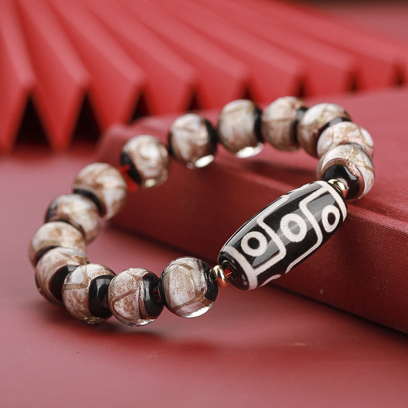 Tibetan Nine-Eye Dzi Bead Three-eyed Dzi Bead Liuli Glass Bead Wealth Bracelet