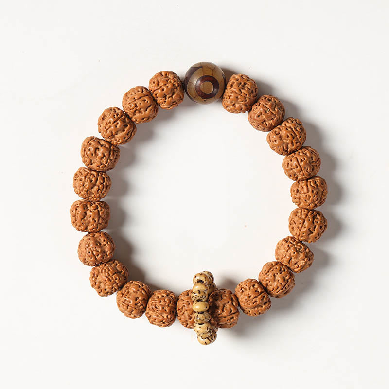 Bodhi Seed Three-eyed Dzi Bead mystic zen Hand Charm Wealth Bracelet