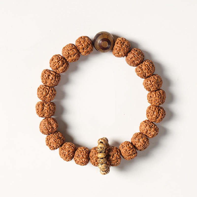Bodhi Seed Three-eyed Dzi Bead mystic zen Hand Charm Wealth Bracelet