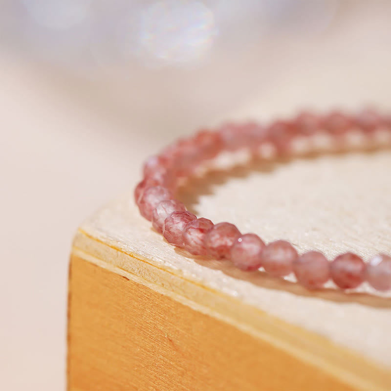 Strawberry Quartz Prehnite Peridot Lazurite Pink Crystal Tourmaline Healing Chain Bracelet