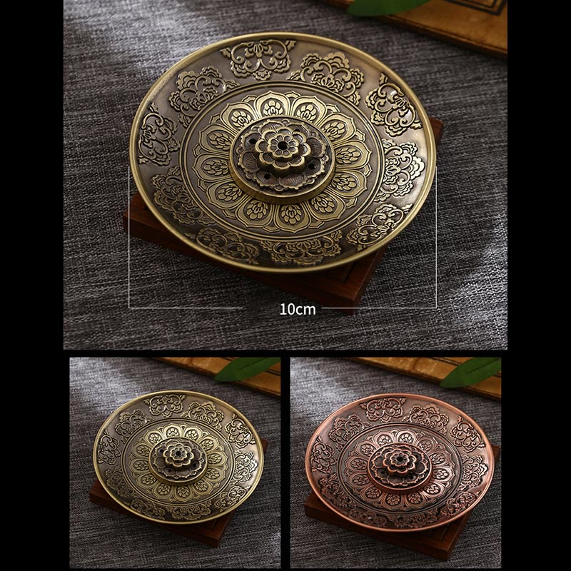 Lotus Dragon Phoenix Eight Auspicious Symbols Zinc Alloy Incense Stick Holder Healing Incense Burner Decoration