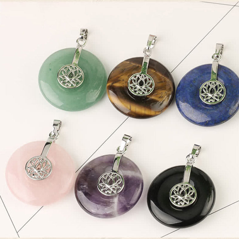 Various Crystal Amethyst Pink Crystal Lotus Healing Necklace Pendant