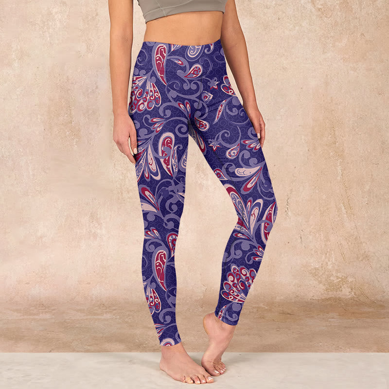 Purple Flower Petals Print Gym Fitness Leggings Women's Yoga Pants