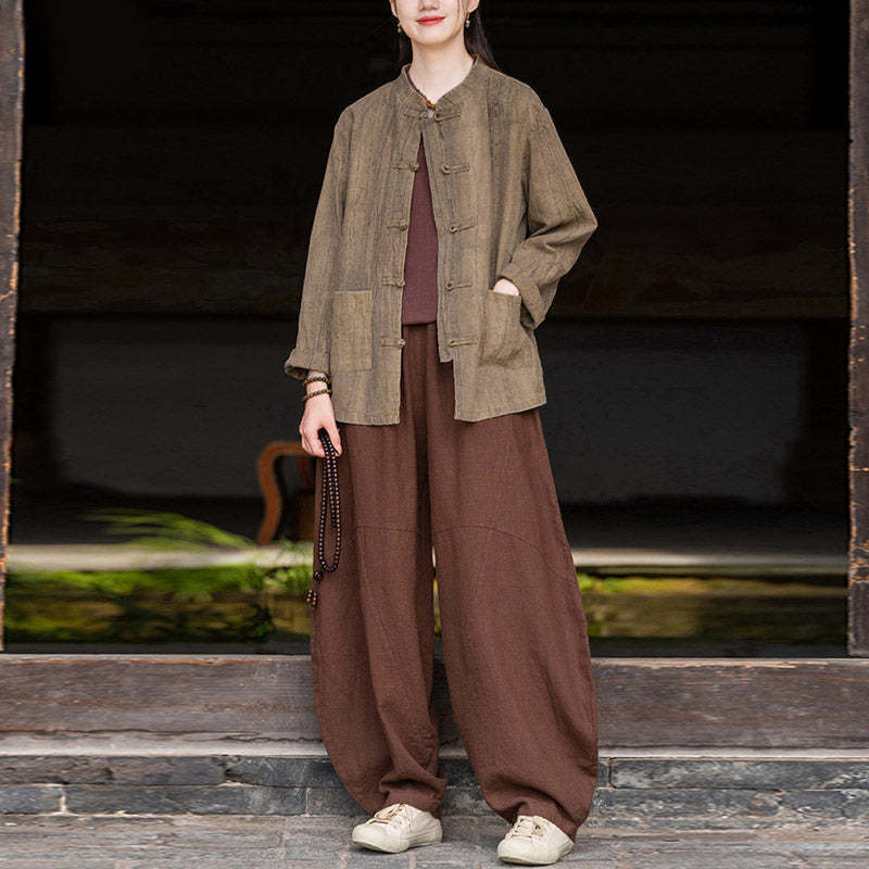 Cotton Linen Pants Harem Trousers Loose Zen Yoga Tai Chi Women's Pants