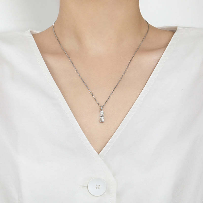 Chalcedony Bamboo Pattern Harmony Necklace Pendant