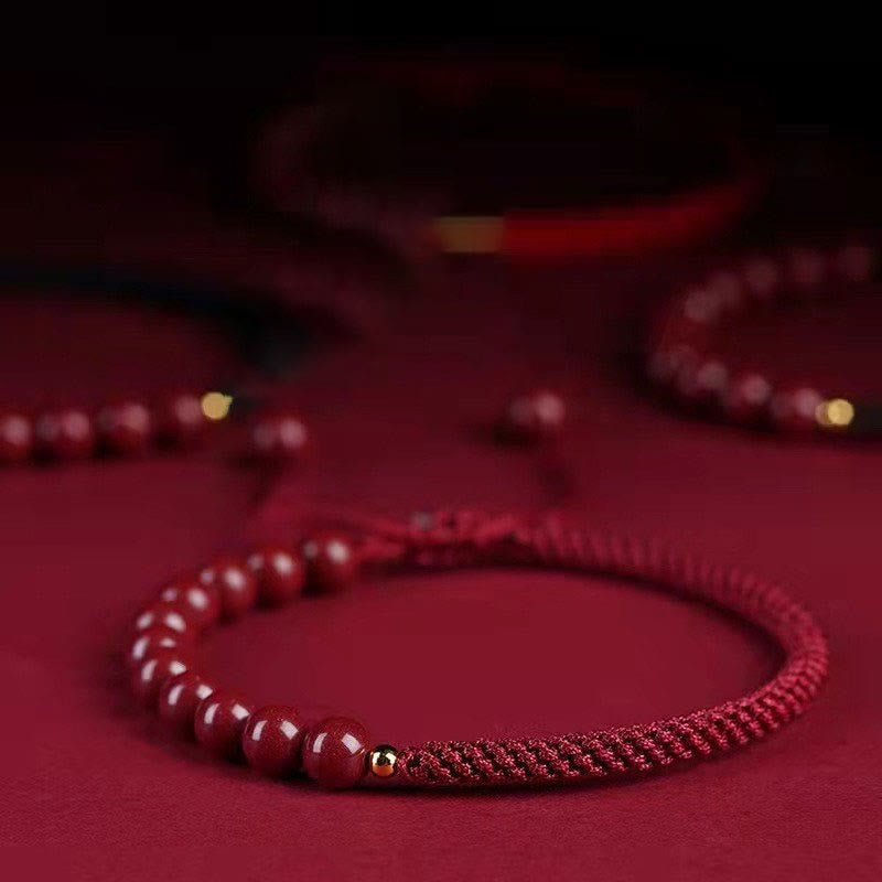 Natural Cinnabar King Kong Knot Blessing String Bracelet