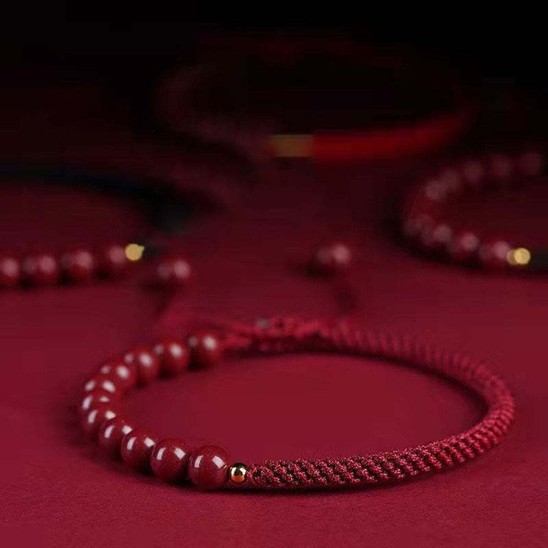 Natural Cinnabar King Kong Knot Blessing String Bracelet