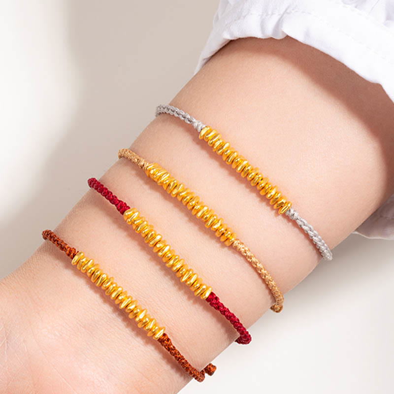 999 Gold Small Gold Pieces Design Handmade Protection?Braided Rope Bracelet