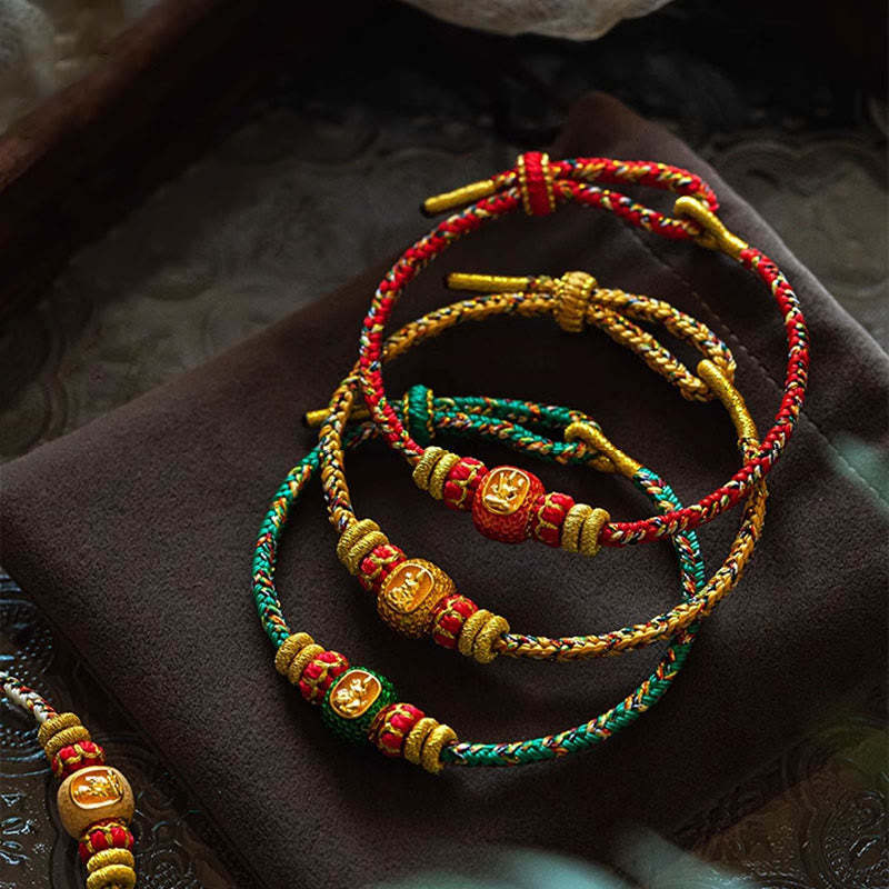 999 Gold Chinese Zodiac Natal mystic zen Year of the Snake Luck Handcrafted Rope Bracelet