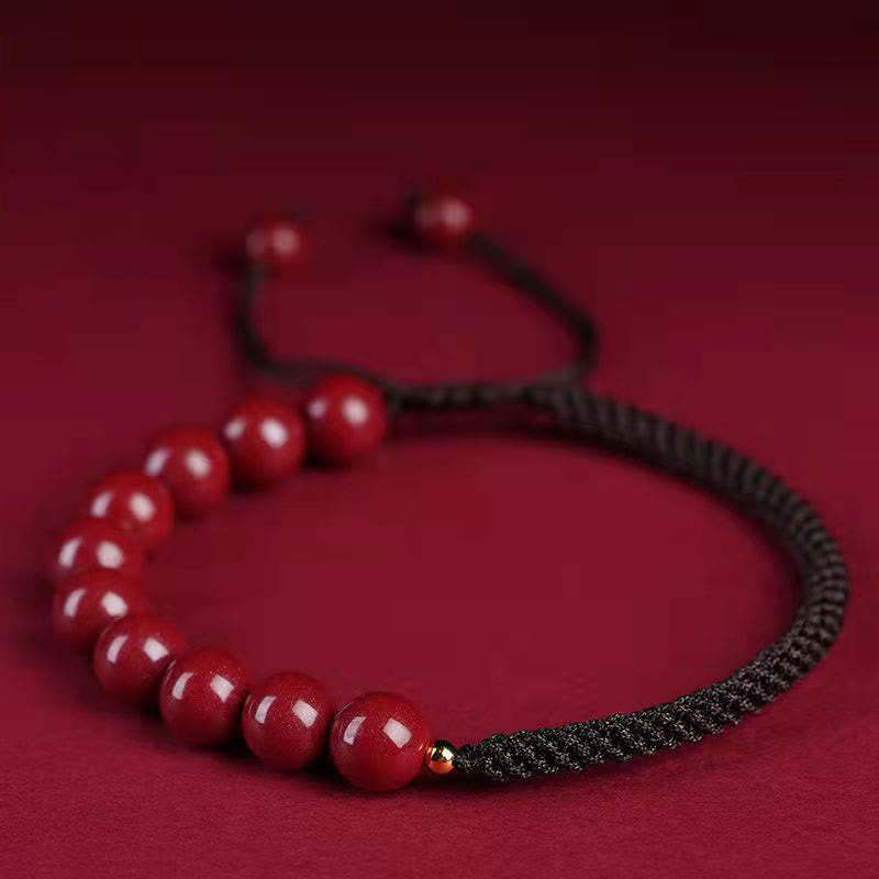 Natural Cinnabar King Kong Knot Blessing String Bracelet