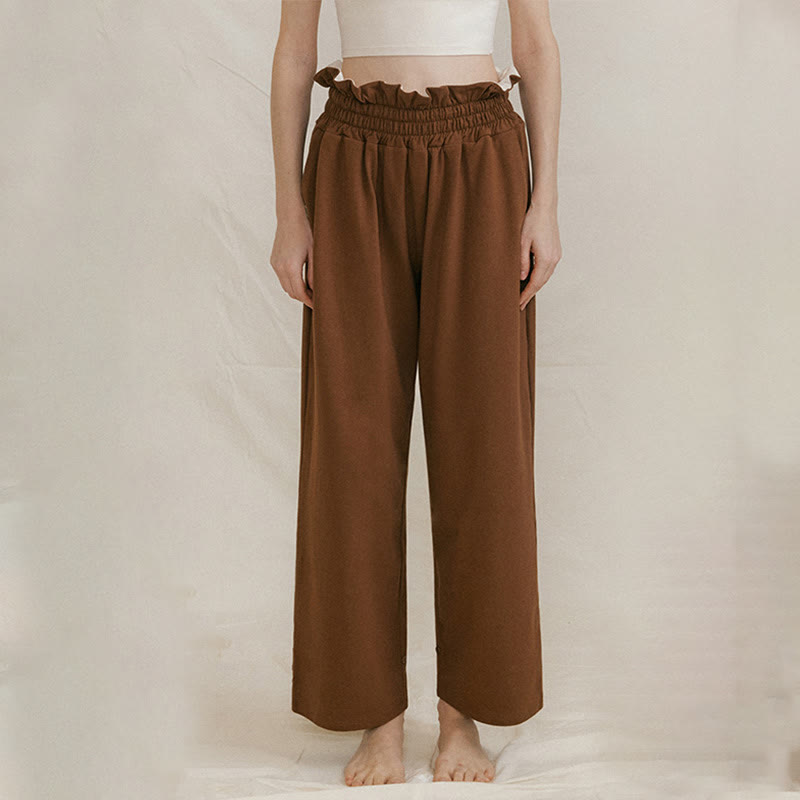 Casual Buckle Loose Women's Spandex Pants With Pockets