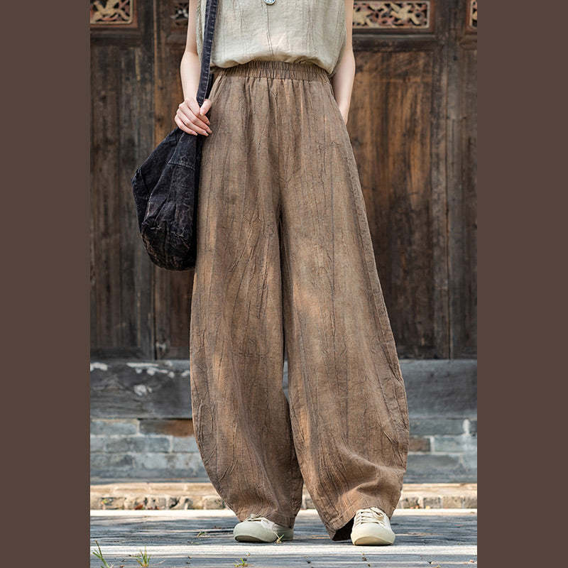 Ramie Cotton Linen Pants Tie-dye Design Trousers Loose Zen Yoga Women's Pants with Pockets