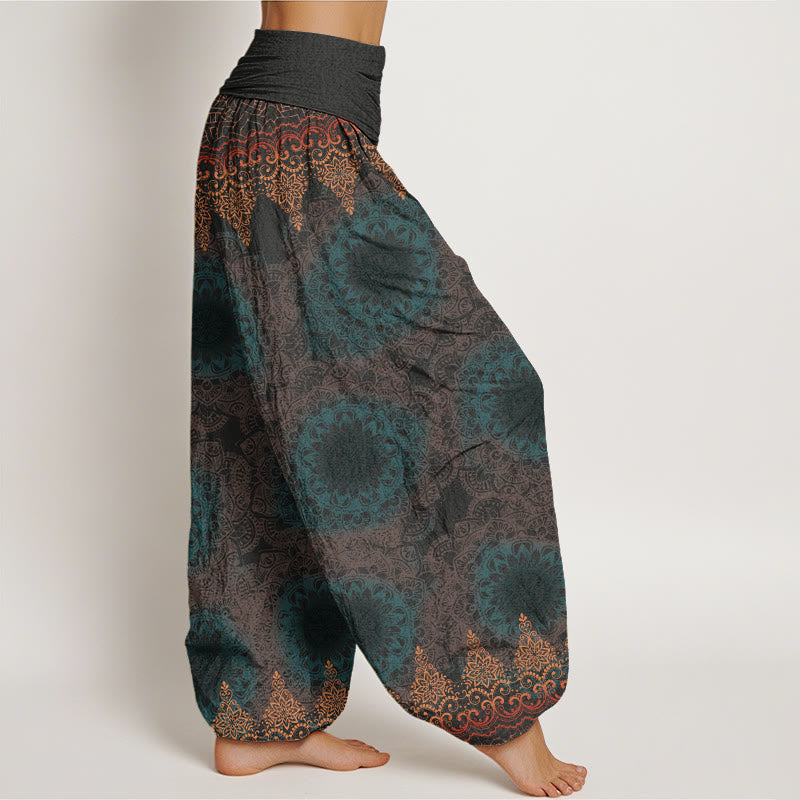 Triangular Mandala Patterns Women's Elastic Waist Harem Pants
