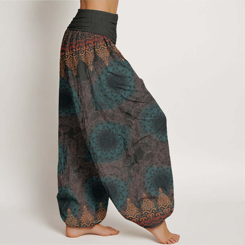 Triangular Mandala Patterns Women's Elastic Waist Harem Pants