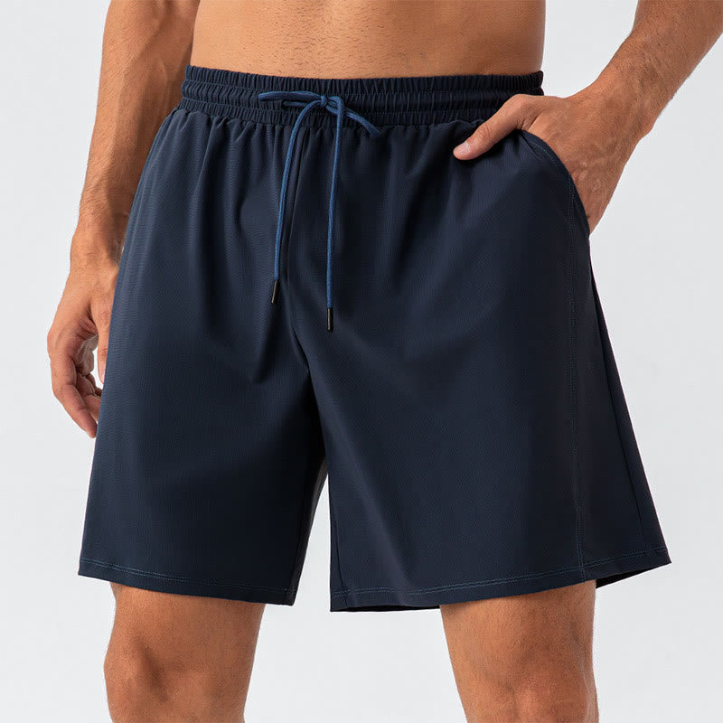Men's Casual Breathable Loose Nylon Quick Dry Sports Shorts With Pockets