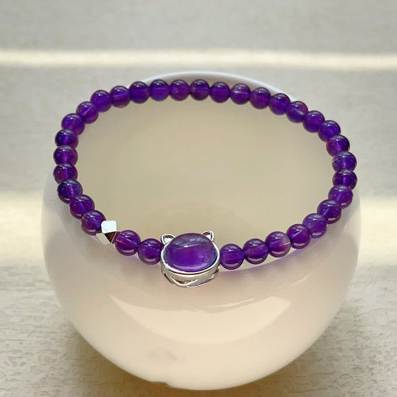Amethyst Faceless Cat Balance Bracelet