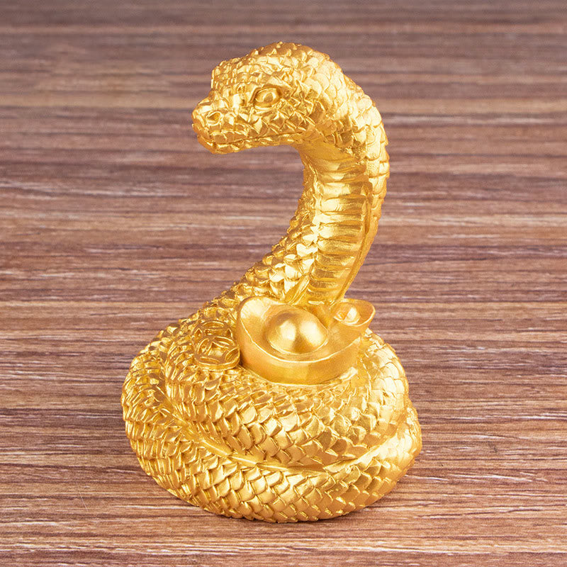 Year Of The Snake Gold Ingots Copper Coins Wealth Resin Statue Home Decoration
