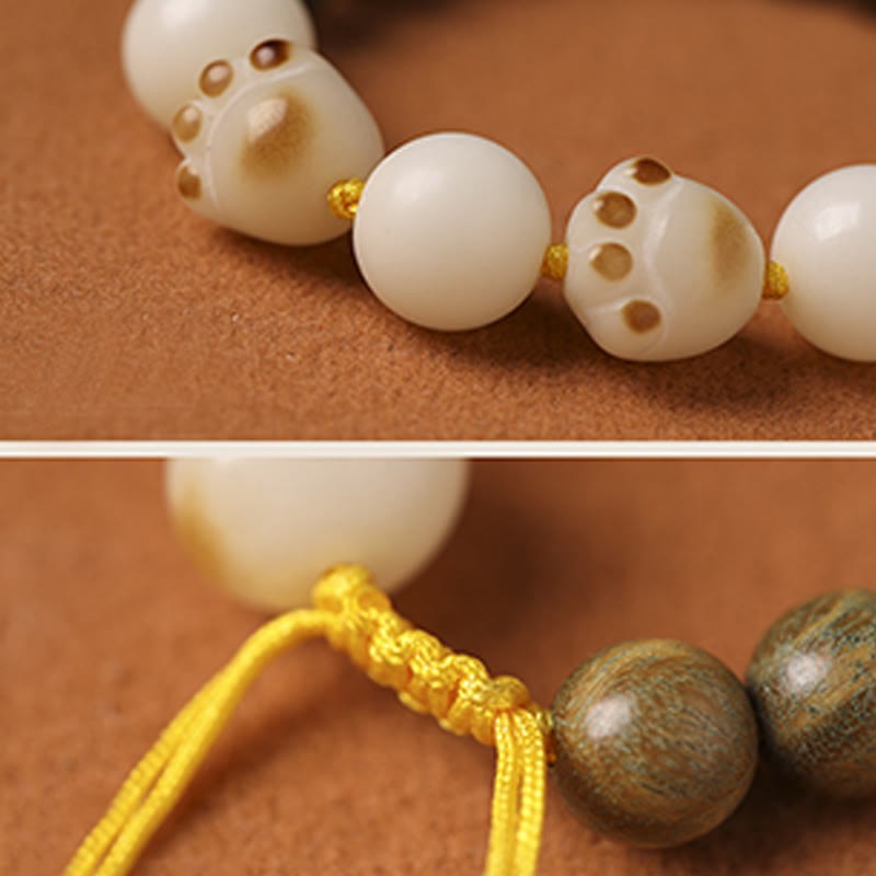 Natural Green Sandalwood Bodhi Seed Cat Paw Claw Cure Bracelet