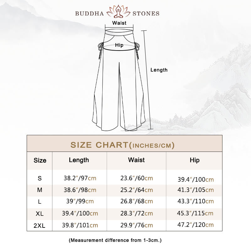Solid Color Loose Cotton Linen Wide Leg Pants For Yoga Classical Dance