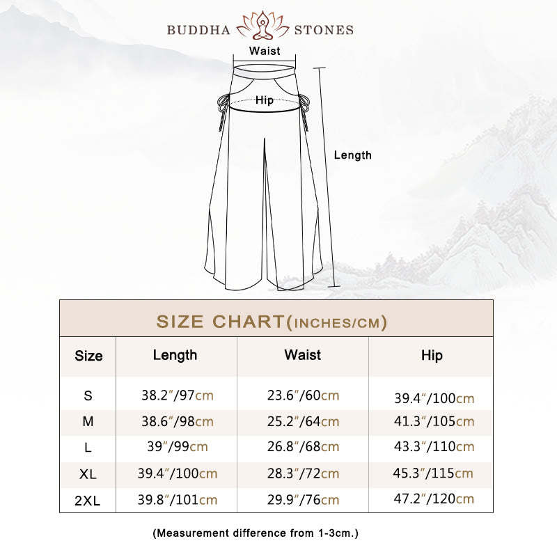 Solid Color Loose Cotton Linen Wide Leg Pants For Yoga Classical Dance