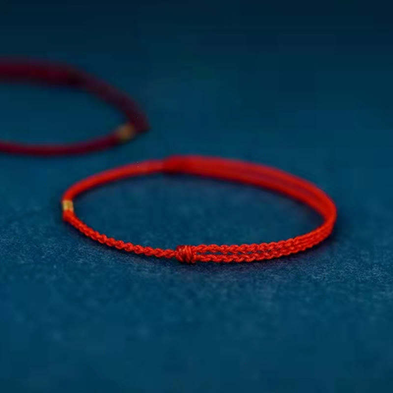925 Sterling Silver Lucky Golden Bead Braided String Bracelet Anklet