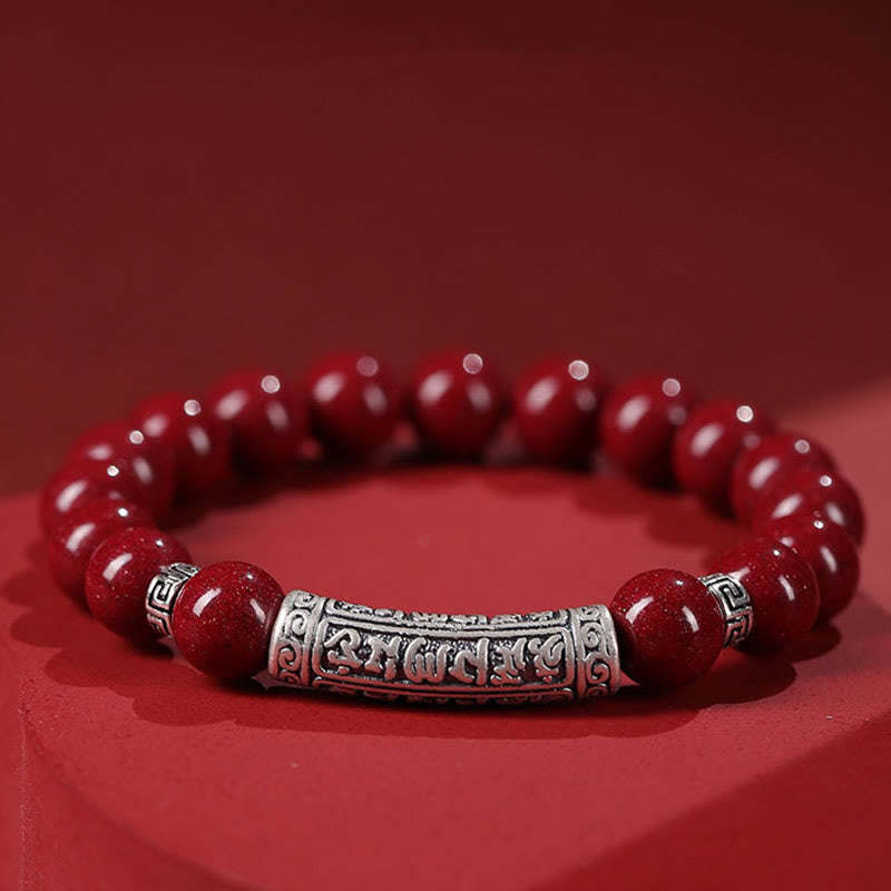 Cinnabar 999 Sterling Silver Six True Words Blessing Bracelet