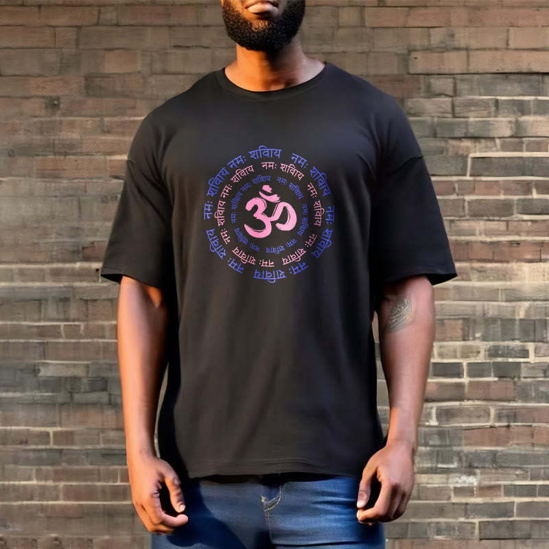 OM Mantra Character Sanskrit Cotton Tee T-shirt