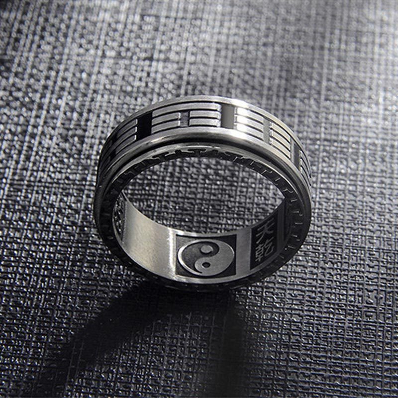 Bagua Yin Yang Titanium Steel Balance Rotatable Ring