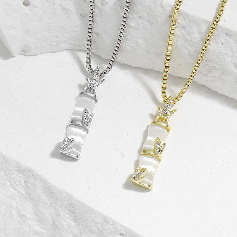 Chalcedony Bamboo Pattern Harmony Necklace Pendant