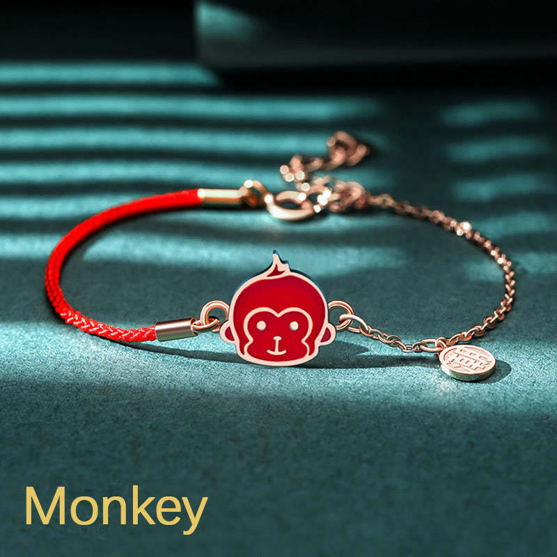 925 Sterling Silver Color-changing Chinese Zodiac Luck Protection Red String Chain Bracelet
