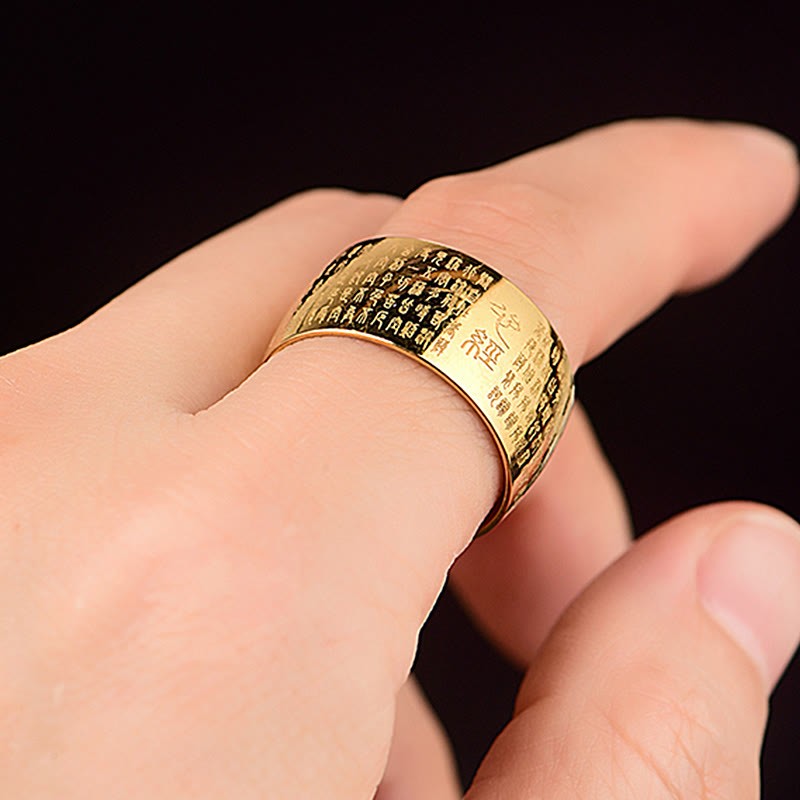 Tibetan Seal Heart Sutra Titanium Steel Balance Ring