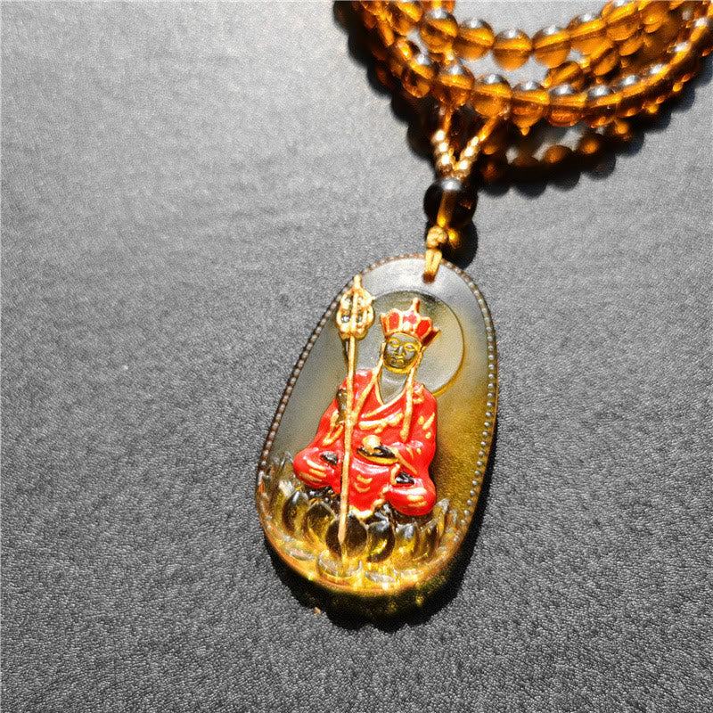 Ksitigarbha mystic zen Liuli Crystal Compassion Amulet Necklace Pendant