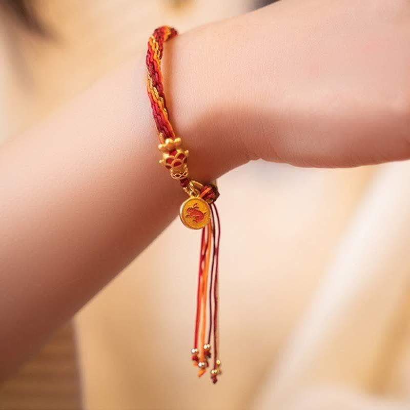 Chinese Zodiac Handmade Koi Fish String Protection Reincarnation Knot Braid Bracelet